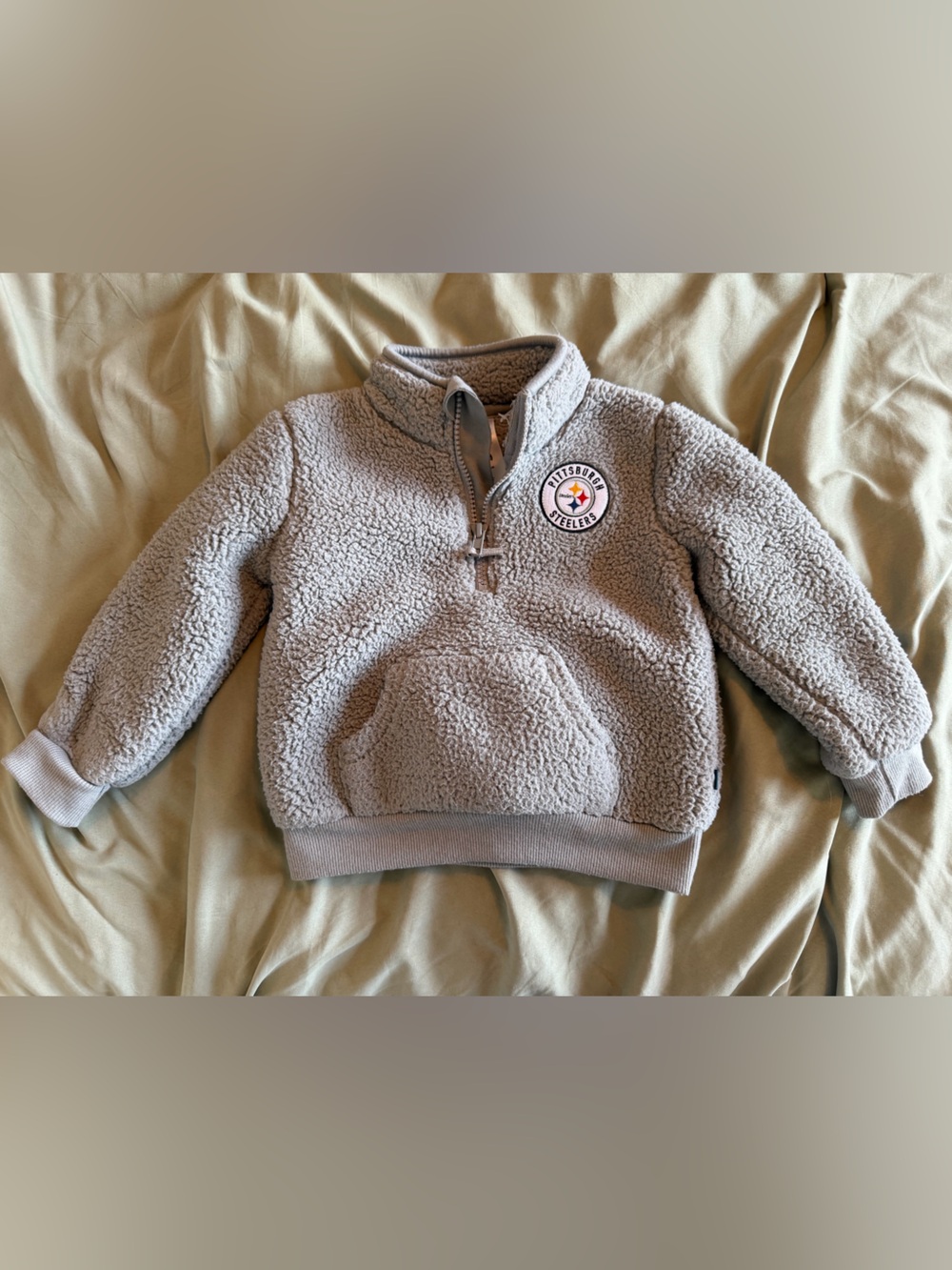 Toddler NFL Steelers Team Apparel, Gerber Sherpa Quarter-Zip Sweatshirt- Size 2T
